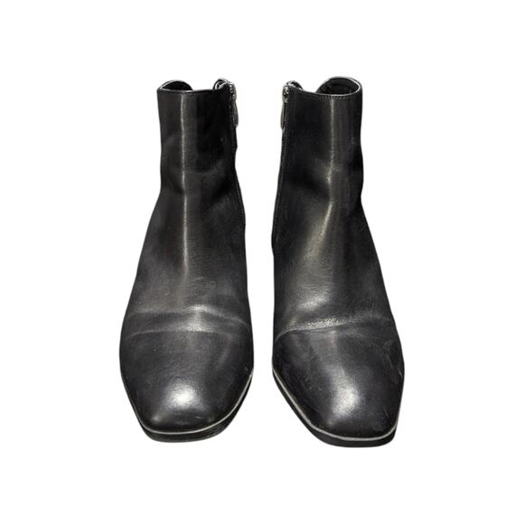 Franco Sarto Ilaria Black Leather Ankle Boots Heeled Booties Womens 10 Witchy - Picture 5 of 10